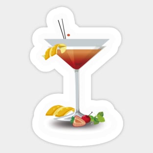 Cocktail  de fresa y limón Sticker